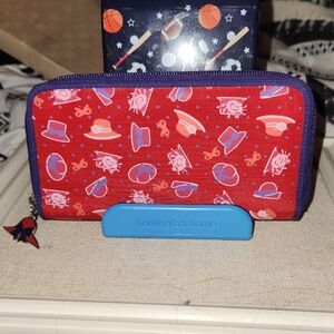 Red Hat Society Wallet with Purple Trim and Fun Print